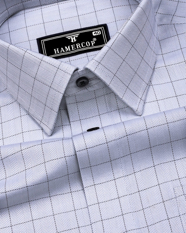 Silver Gray Formal Check Premium Giza Shirt