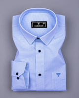 Simsim Blue With White Printed Formal Cotton Shirt