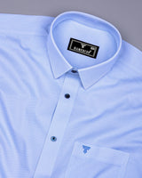 Simsim Blue With White Printed Formal Cotton Shirt