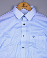 Simsim Blue With White Printed Formal Cotton Shirt