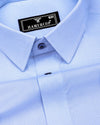 Simsim Blue With White Printed Formal Cotton Shirt