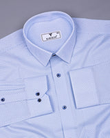 Powder Blue With White Arrow Printed Cotton Shirt