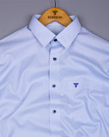 Powder Blue With White Arrow Printed Cotton Shirt