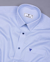 Powder Blue With White Arrow Printed Cotton Shirt