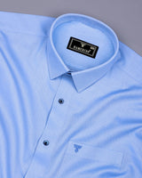 Tokmok Blue With White Dobby Textured Cotton Shirt