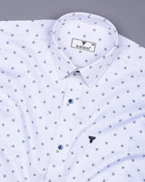 Vista White With Blue Square Printed Formal Cotton Premium Shirt