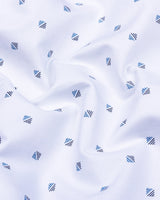 Vista White With Blue Square Printed Formal Cotton Premium Shirt