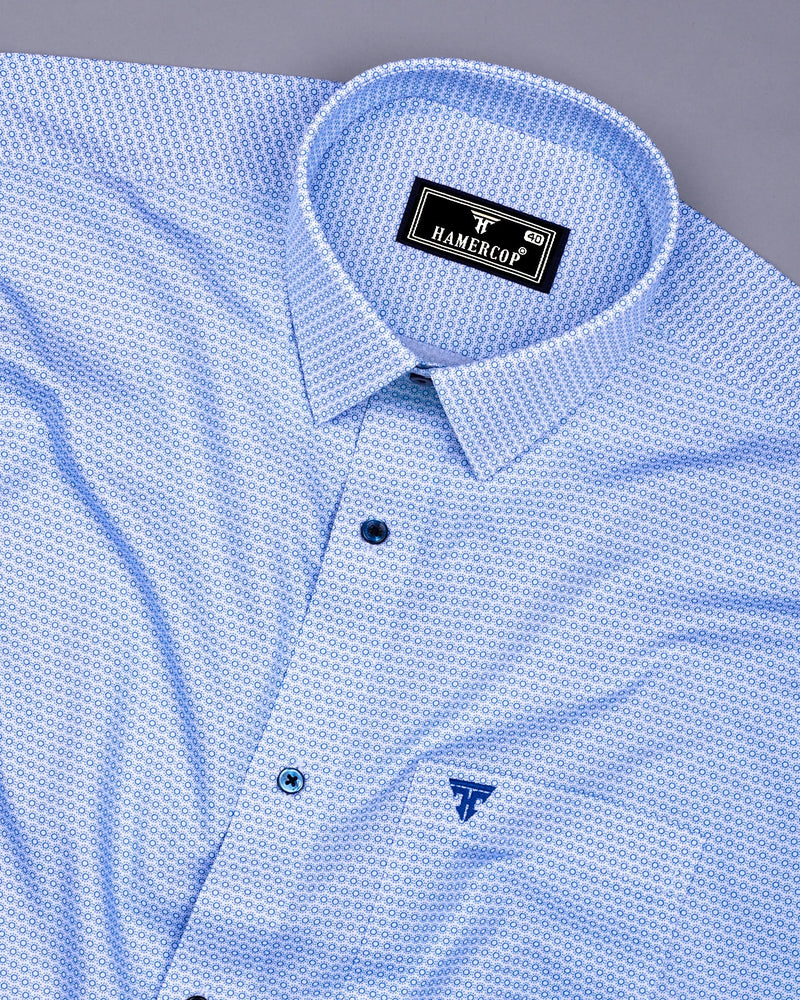 blue hexagon dress shirt Mens Brook Taverner Blue Hexagon Geometric Print Cotton Shirt US 14.5 R
