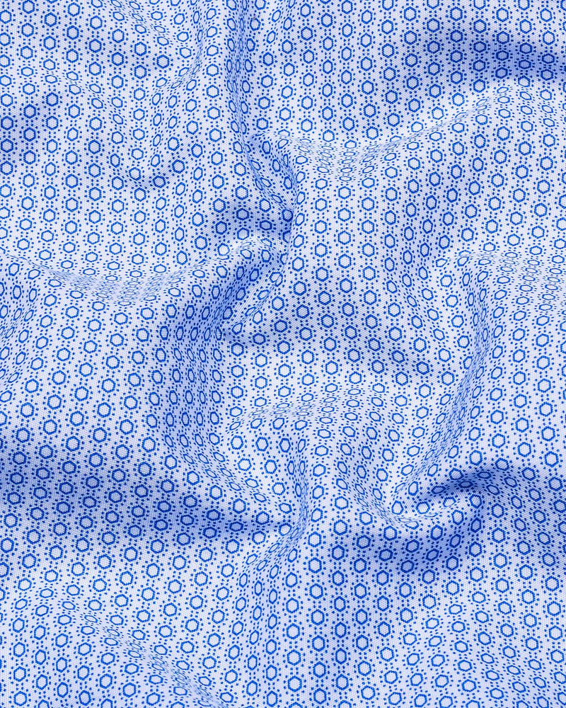 Blue Hexagon Print Formal Shirt Hamercop Blue Hexagon Print Formal Shirt Hamercop