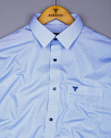 Blue Hexagon With White Printed Formal Cotton Shirt