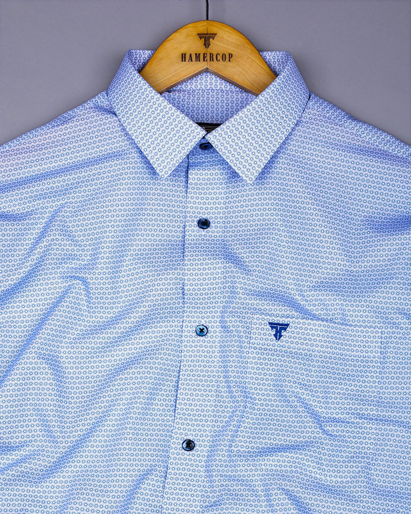 blue hexagon dress shirt Mens Brook Taverner Blue Hexagon Geometric Print Cotton Shirt US 14.5 R