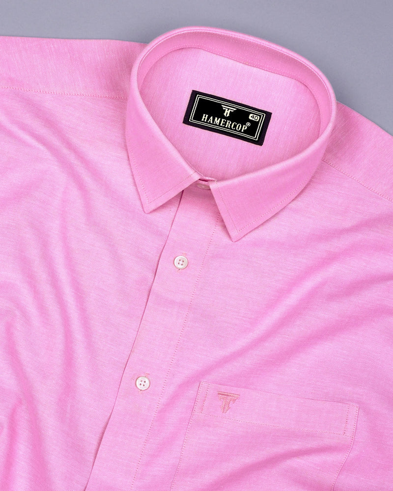 Cherry Blossom Pink Oxford Cotton Plain Formal Shirt