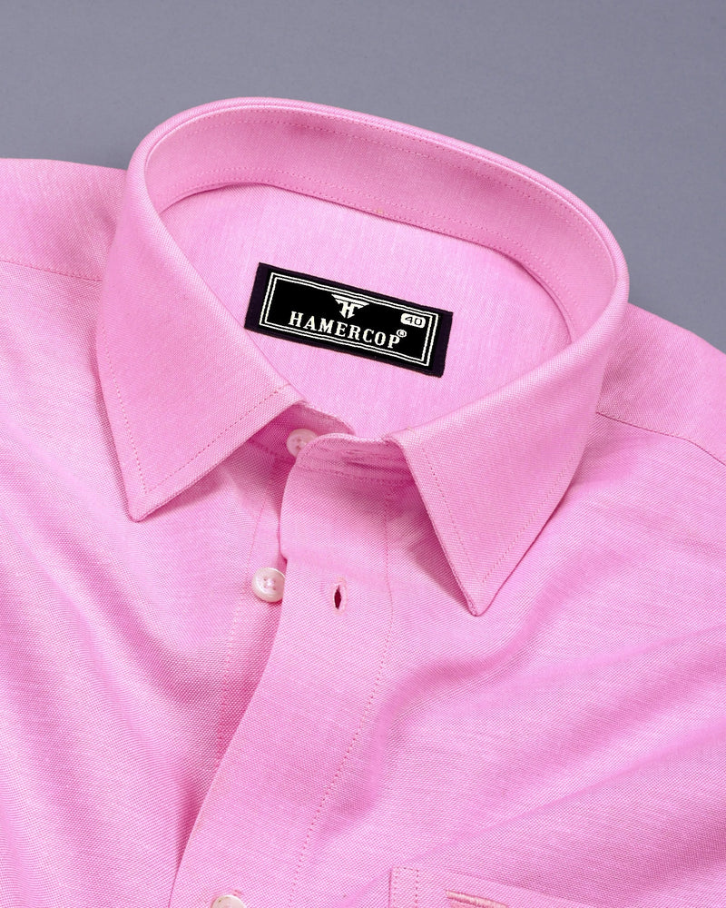 Cherry Blossom Pink Oxford Cotton Plain Formal Shirt