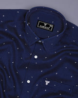 Space NavyBlue With White Small Polka Dot Printed Cotton Shirt