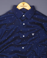 Space NavyBlue With White Small Polka Dot Printed Cotton Shirt