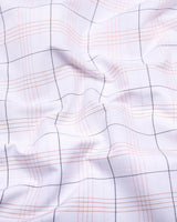 Orange With Blue Formal Check White Cotton Shirt