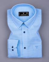 Palace Blue Solid Linen Cotton Formal Shirt