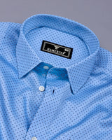 Leston SkyBlue With NavyBlue Printed Formal Cotton Shirt