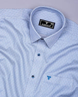 Messina Blue With White Printed Premium Cotton Shirt