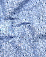 Messina Blue With White Printed Premium Cotton Shirt