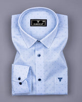 Marigot Ice Blue Printed Cotton Formal Shirt