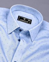 Marigot Ice Blue Printed Cotton Formal Shirt