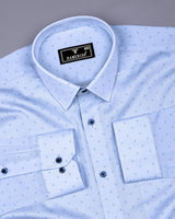 Marigot Ice Blue Printed Cotton Formal Shirt