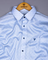 Marigot Ice Blue Printed Cotton Formal Shirt