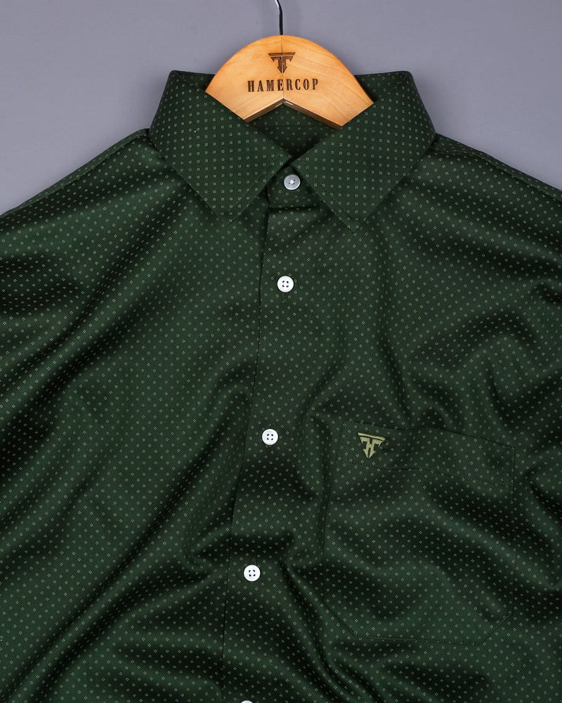 Leston Green With Yellow Printed Formal Cotton Shirt