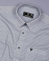 Black With White Square Art Printed Cotton Shirt