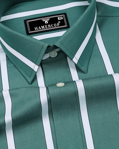 Eucalyptus Green with White Stripe Cotton Shirt Hamercop Eucalyptus Green with White Stripe Cotton Shirt Hamercop