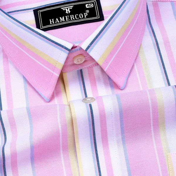 comoli バンドカラーシャツ ピンクストライプ コモリ バンドカラー