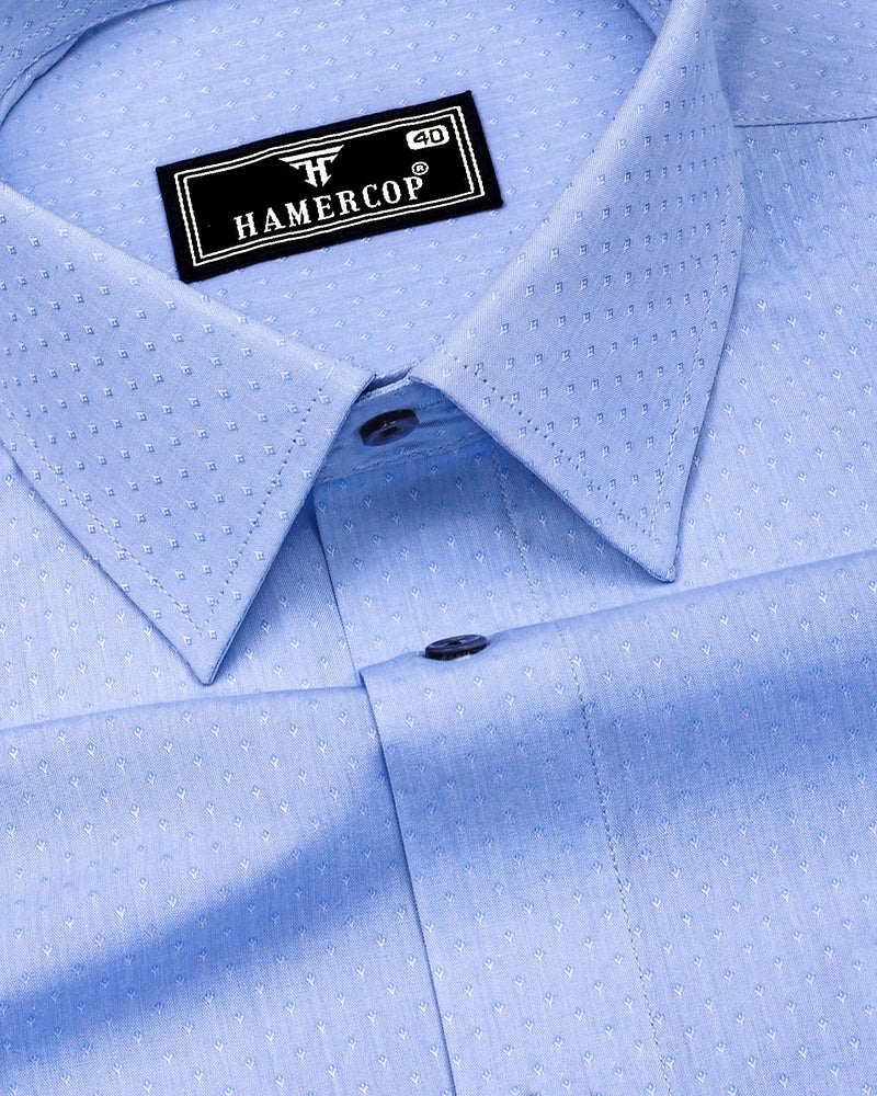 Telford Skyblue Dobby Textured Cotton Shirt