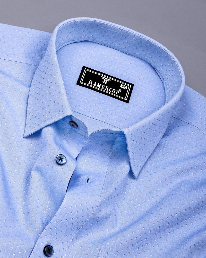 Telford Skyblue Dobby Textured Cotton Shirt