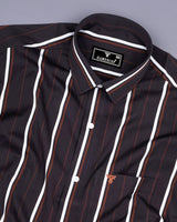 Coffee Brown With White Stripe Premium Cotton Shirt