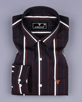 Coffee Brown With White Stripe Premium Cotton Shirt