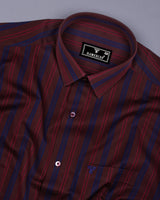 Obzor Maroon With Blue Stripe Cotton Shirt