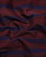 Obzor Maroon With Blue Stripe Cotton Shirt