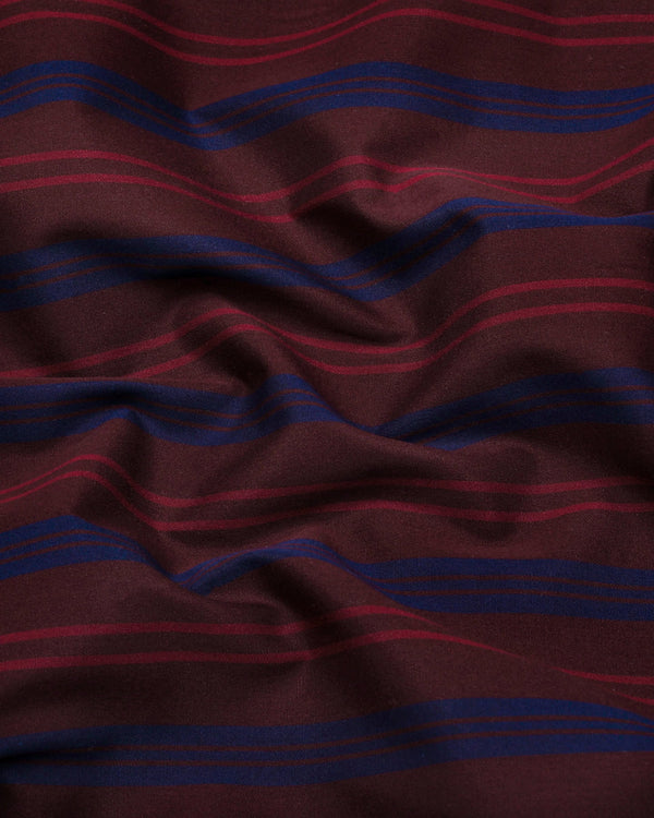 Obzor Maroon With Blue Stripe Cotton Shirt