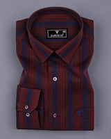 Obzor Maroon With Blue Stripe Cotton Shirt