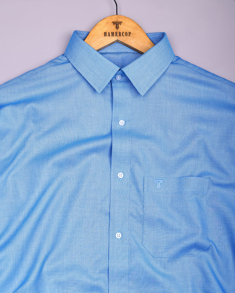 Grasten Blue Dobby Texture Formal Cotton Shirt