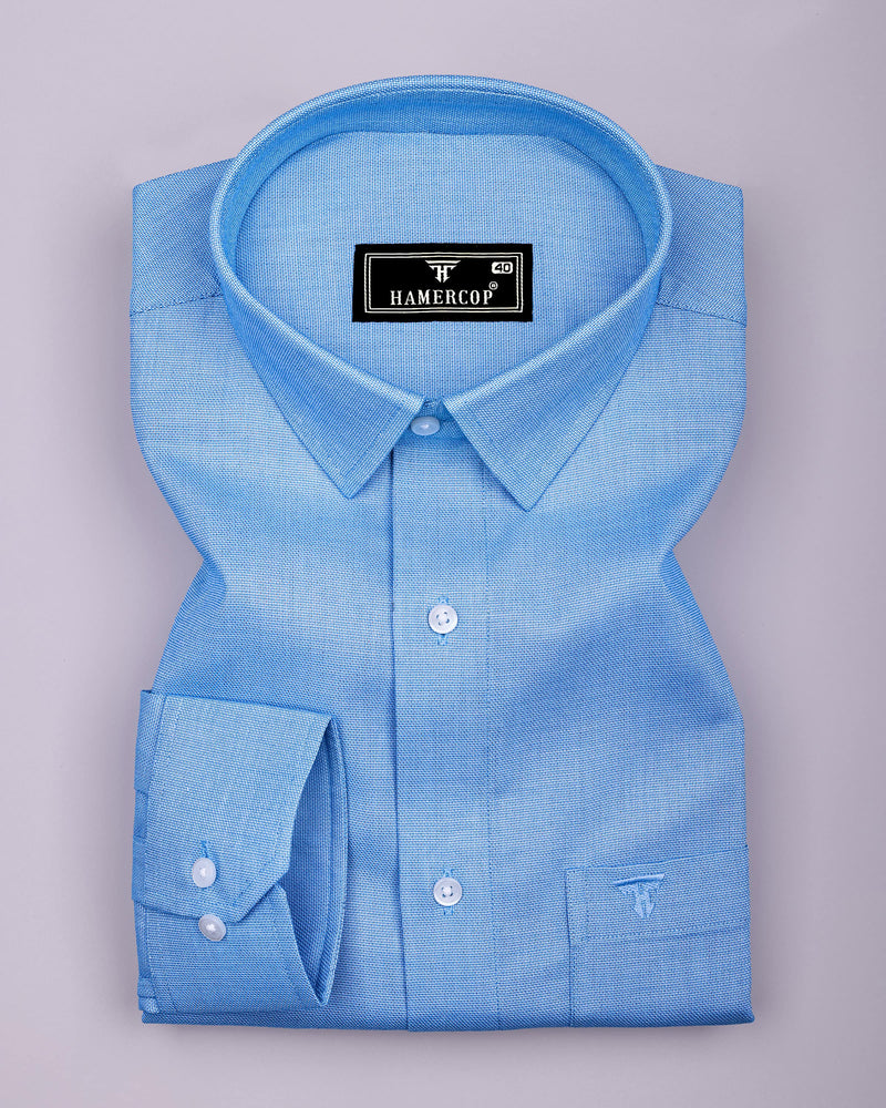 Grasten Blue Dobby Texture Formal Cotton Shirt