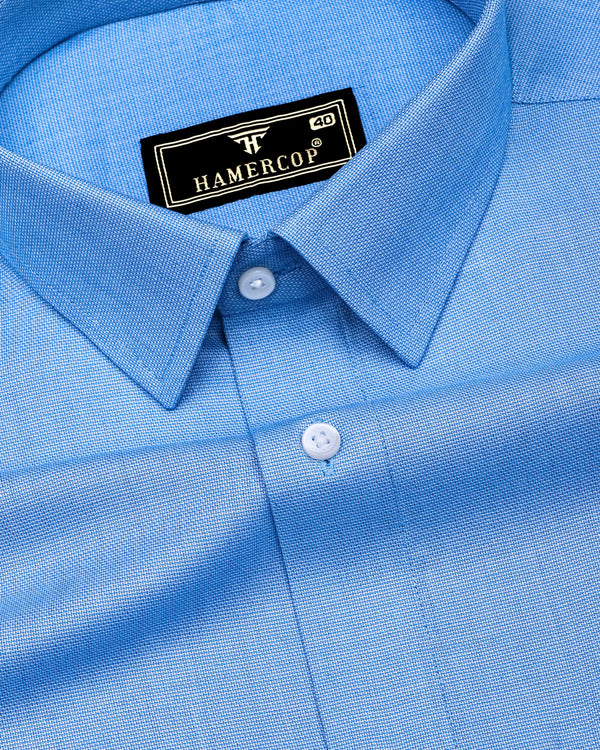 Grasten Blue Dobby Texture Formal Cotton Shirt