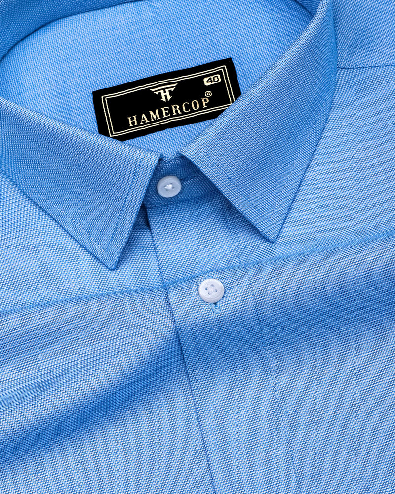 Grasten Blue Dobby Texture Formal Cotton Shirt