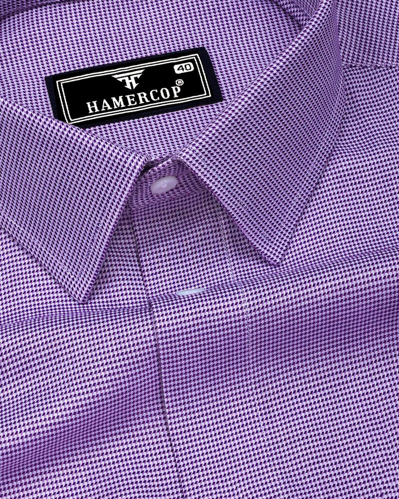 Floter Purple With White Houndstooth Premium Giza Shirt