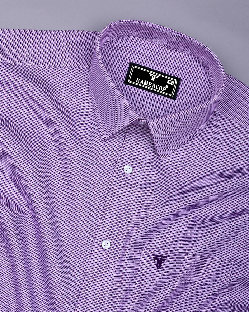 Floter Purple With White Houndstooth Premium Giza Shirt