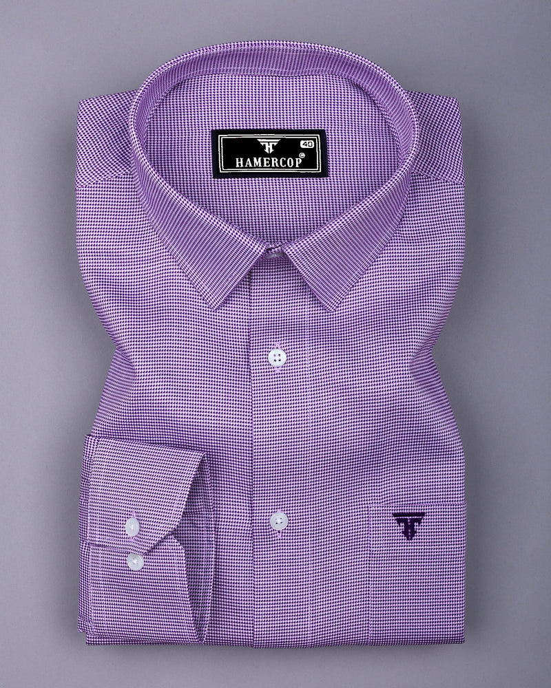 Floter Purple With White Houndstooth Premium Giza Shirt