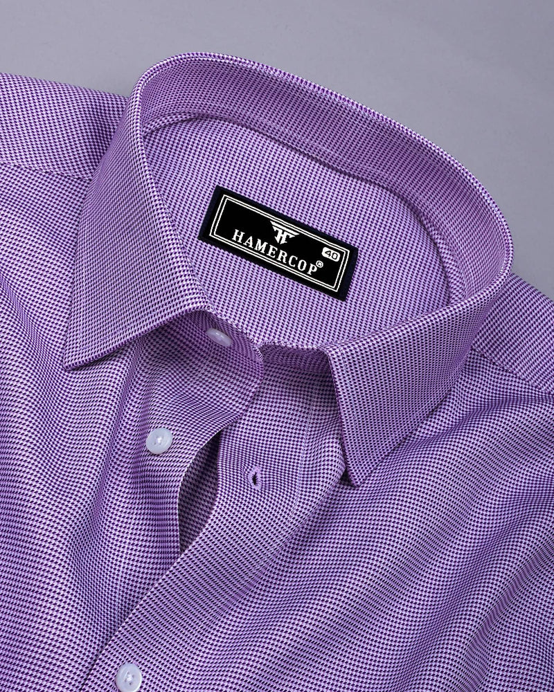 Floter Purple With White Houndstooth Premium Giza Shirt