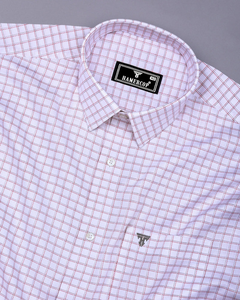 Chromis Red With White Check Dobby Premium Giza Shirt