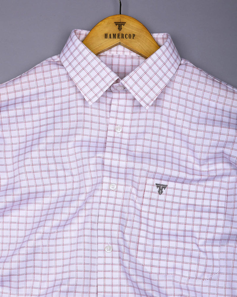 Chromis Red With White Check Dobby Premium Giza Shirt